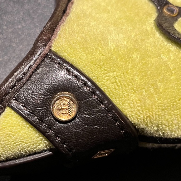 Vintage JUICY Couture Terry Lime Green Yellow Fringe Tassel Bag - Picture 11 of 14